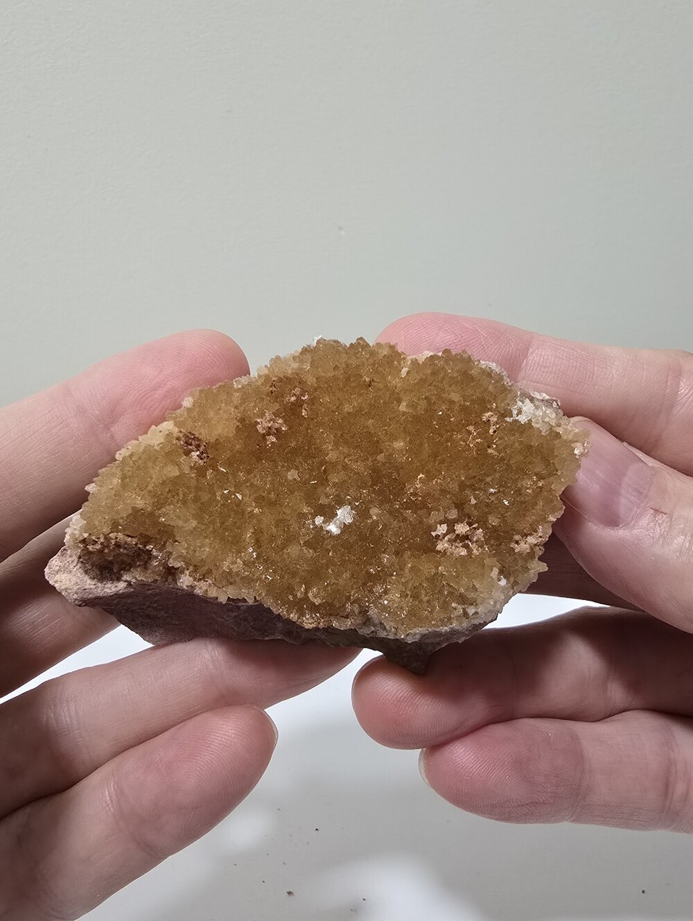 Golden Yellow Calcite Crystal Cluster on Matrix